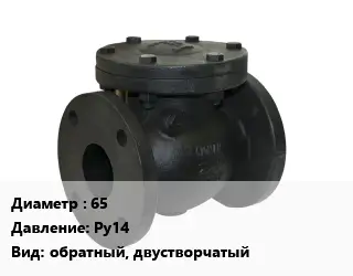 Клапан чугунный 65 Ру14 обратный, двустворчатый